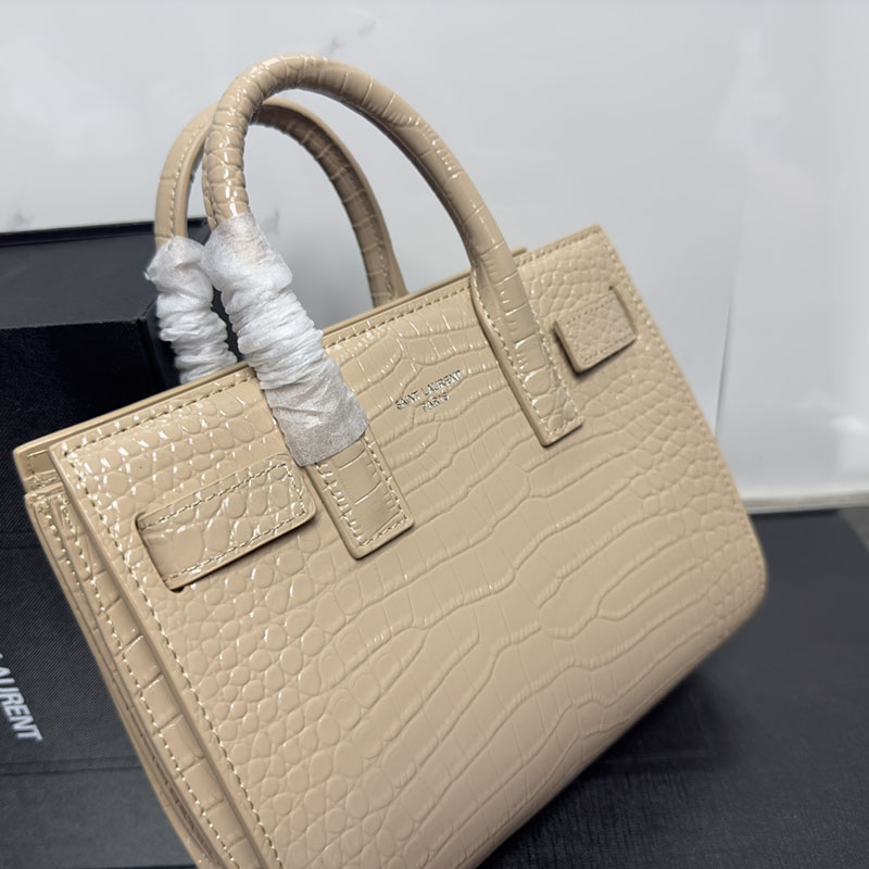 N品 YSL サンローラン サック サック ド ジュール ナノ(クロコダイルエンボスレザー)NATURAL TAN 392035DND1N2357 カーフスキンレザー シルバー金具 激安優良店 - 画像 (7)