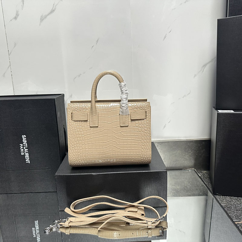 N品 YSL サンローラン サック サック ド ジュール ナノ(クロコダイルエンボスレザー)NATURAL TAN 392035DND1N2357 カーフスキンレザー シルバー金具 激安優良店 - 画像 (5)