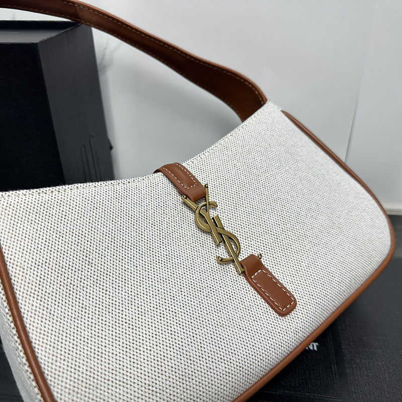 N品 YSL サンローラン LE 5 À 7(スムースレザー)オフホワイトXブラウン 6572282R10W9999 カーフスキンレザー ゴールド金具 激安優良店 - 画像 (6)