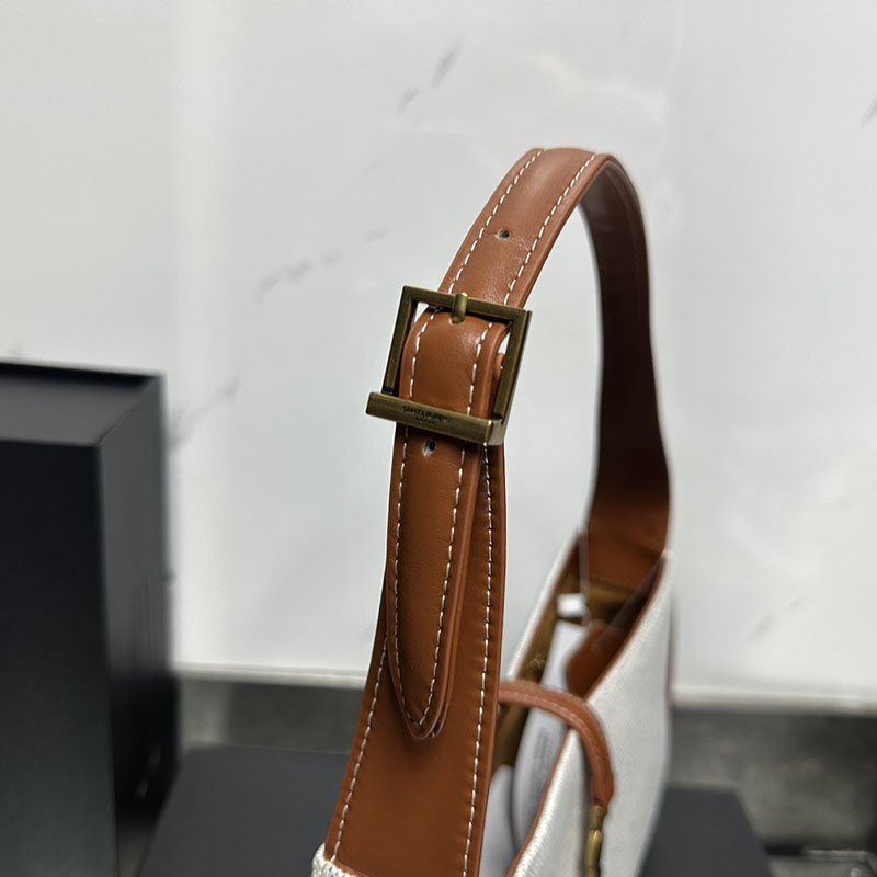 N品 YSL サンローラン LE 5 À 7(スムースレザー)オフホワイトXブラウン 6572282R10W9999 カーフスキンレザー ゴールド金具 激安優良店 - 画像 (5)