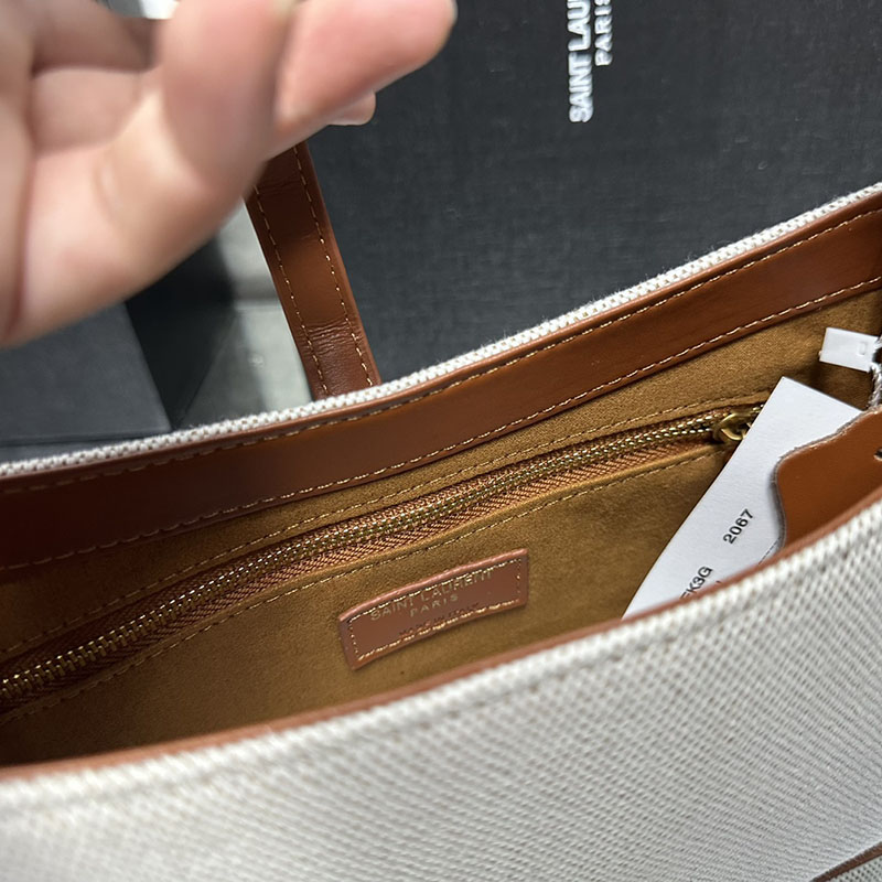 N品 YSL サンローラン LE 5 À 7(スムースレザー)オフホワイトXブラウン 6572282R10W9999 カーフスキンレザー ゴールド金具 激安優良店 - 画像 (2)