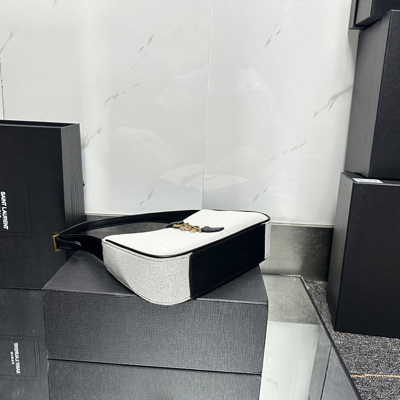 N品 YSL サンローラン LE 5 À 7(スムースレザー)オフホワイトXブラウン 6572282R10W8888 カーフスキンレザー ゴールド金具 激安優良店 - 画像 (5)