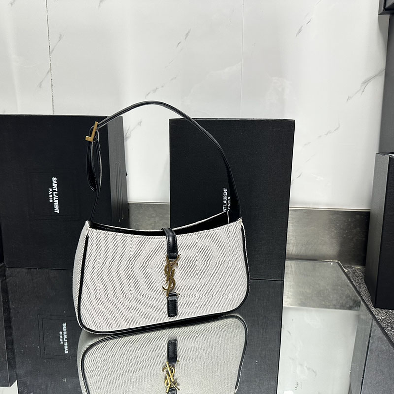 N品 YSL サンローラン LE 5 À 7(スムースレザー)オフホワイトXブラウン 6572282R10W8888 カーフスキンレザー ゴールド金具 激安優良店 - 画像 (4)
