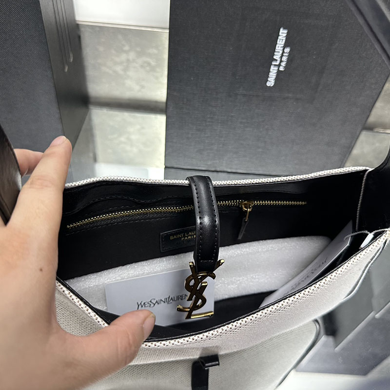 N品 YSL サンローラン LE 5 À 7(スムースレザー)オフホワイトXブラウン 6572282R10W8888 カーフスキンレザー ゴールド金具 激安優良店 - 画像 (3)