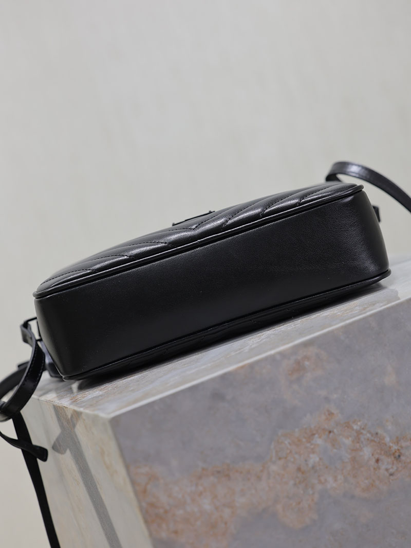 N品 YSL サンローラン ルー カメラバッグ(レザー/キルティング)ブラック 761554DV7081000 カーフスキンレザー ブラック金具 激安優良店 - 画像 (2)