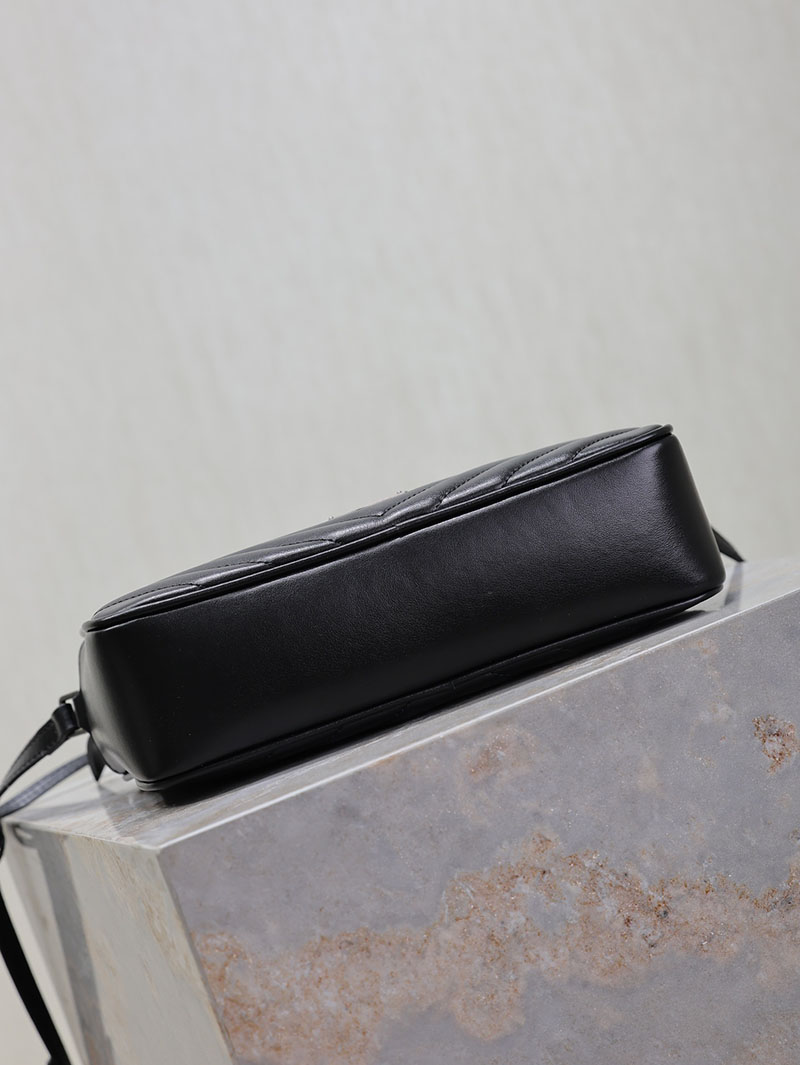 N品 YSL サンローラン ルー カメラバッグ(レザー/キルティング)ブラック 761554DV7041000 カーフスキンレザー シルバー金具 激安優良店 - 画像 (2)