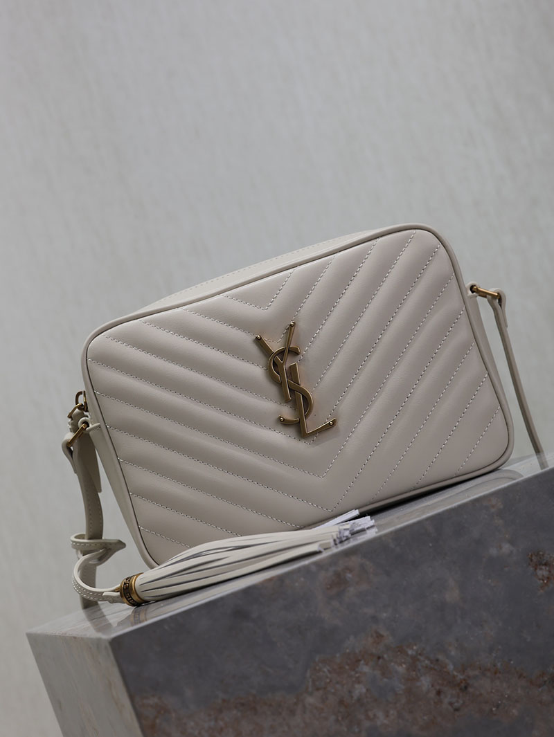 N品 YSL サンローラン ルー カメラバッグ(レザー/キルティング)オフホワイト 761554DV7079207 カーフスキンレザー ゴールド金具 激安優良店 - 画像 (9)