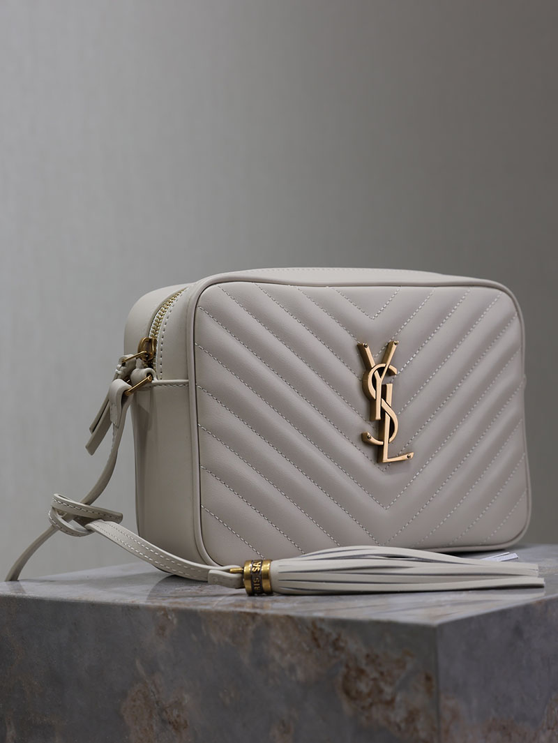 N品 YSL サンローラン ルー カメラバッグ(レザー/キルティング)オフホワイト 761554DV7079207 カーフスキンレザー ゴールド金具 激安優良店 - 画像 (7)