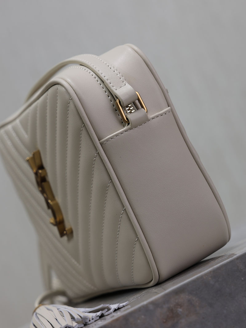 N品 YSL サンローラン ルー カメラバッグ(レザー/キルティング)オフホワイト 761554DV7079207 カーフスキンレザー ゴールド金具 激安優良店 - 画像 (6)