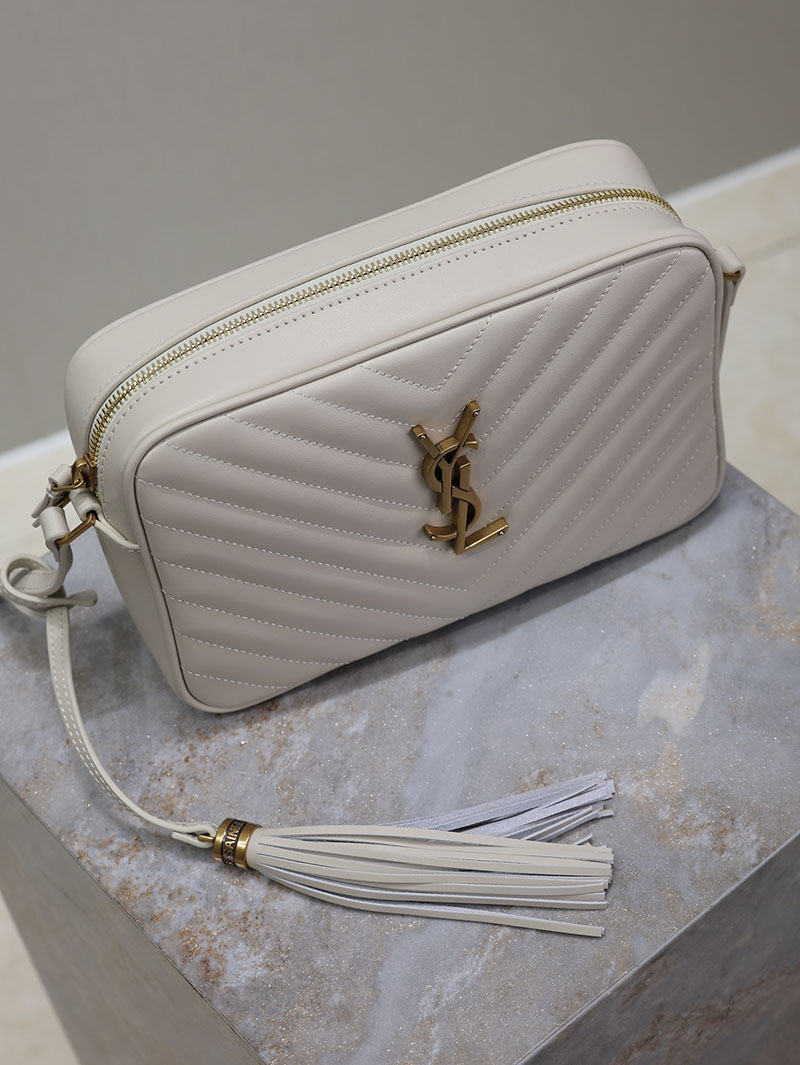 N品 YSL サンローラン ルー カメラバッグ(レザー/キルティング)オフホワイト 761554DV7079207 カーフスキンレザー ゴールド金具 激安優良店 - 画像 (5)