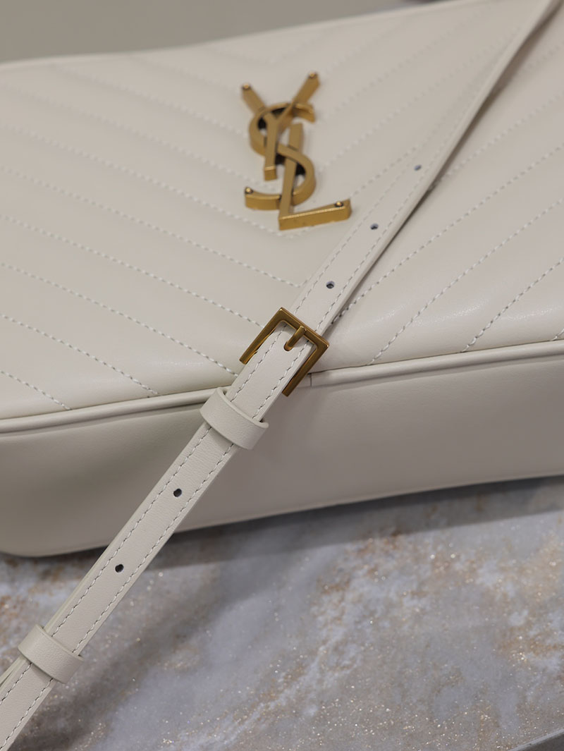 N品 YSL サンローラン ルー カメラバッグ(レザー/キルティング)オフホワイト 761554DV7079207 カーフスキンレザー ゴールド金具 激安優良店 - 画像 (2)