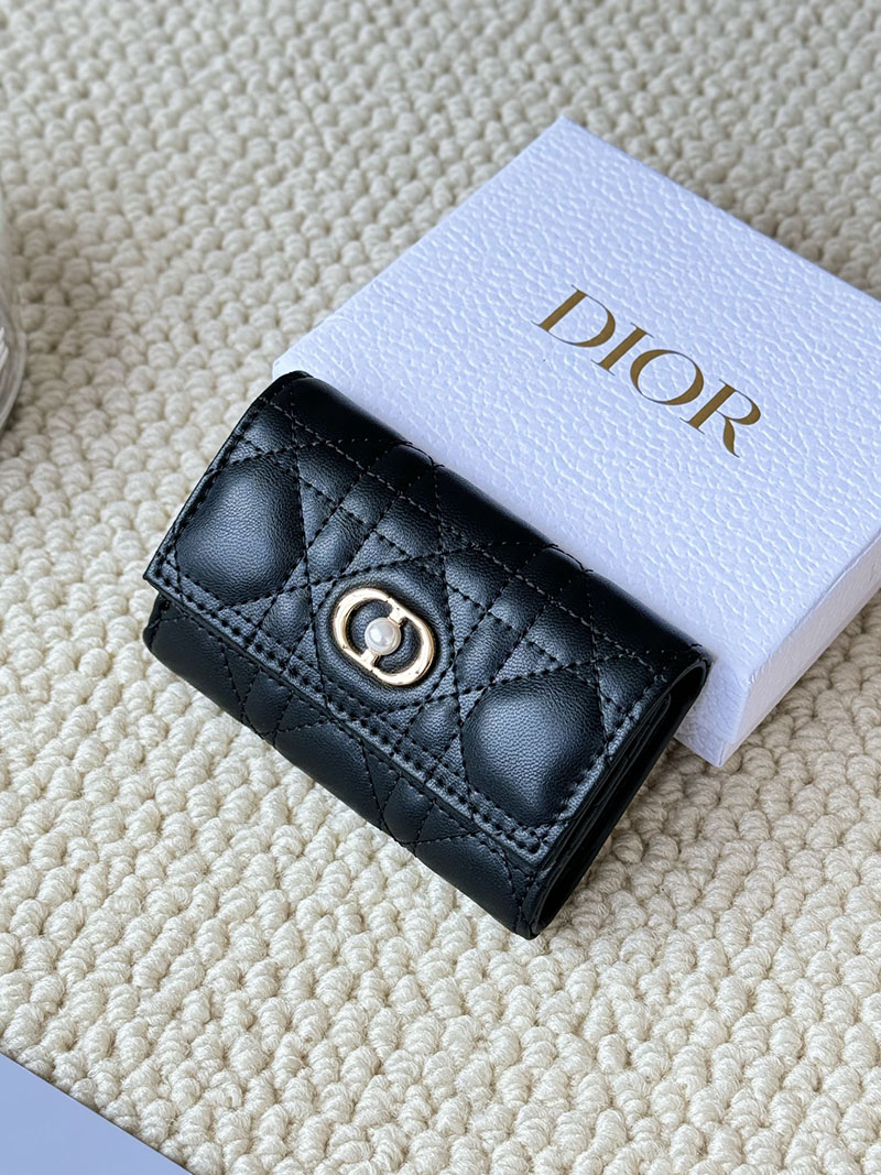 N品 DIOR ディオール財布コピー My Dior Glycine Wallet S3102UWHC_M900 黒 ブラック ゴールド金具 激安優良店 - 画像 (5)