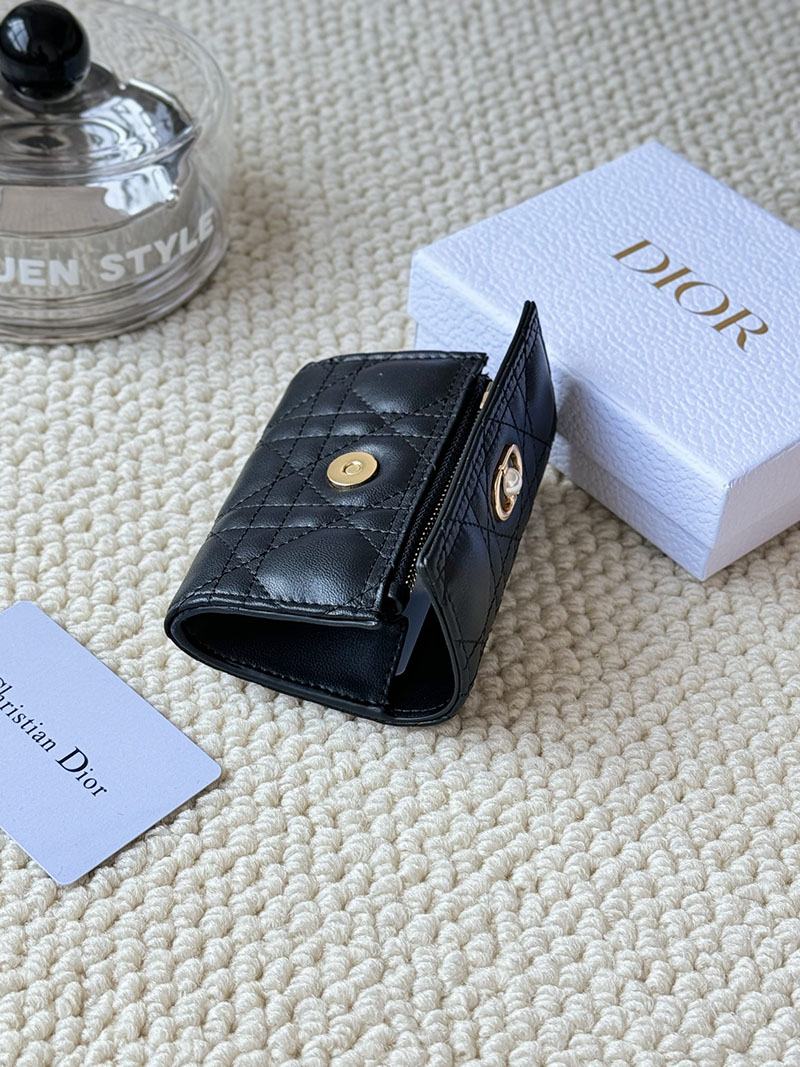 N品 DIOR ディオール財布コピー My Dior Glycine Wallet S3102UWHC_M900 黒 ブラック ゴールド金具 激安優良店 - 画像 (4)