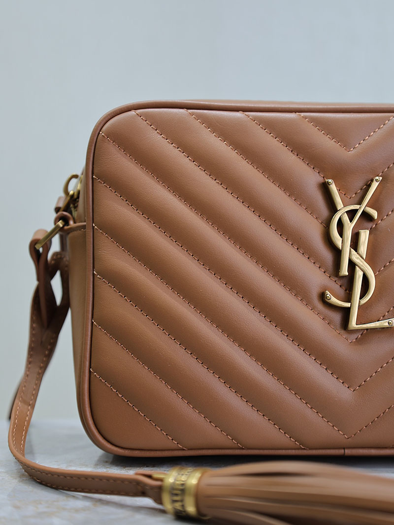 N品 YSL サンローラン ルー カメラバッグ(レザー/キルティング)ブラウン 761554DV7072536 カーフスキンレザー ゴールド金具 激安優良店 - 画像 (8)