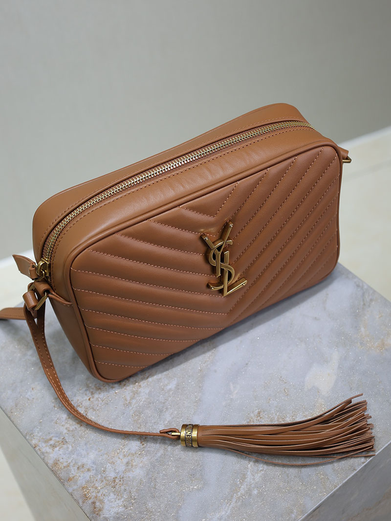 N品 YSL サンローラン ルー カメラバッグ(レザー/キルティング)ブラウン 761554DV7072536 カーフスキンレザー ゴールド金具 激安優良店 - 画像 (6)