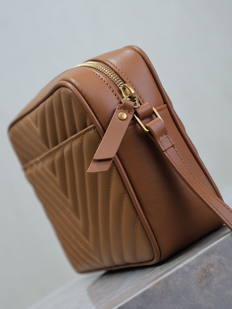N品 YSL サンローラン ルー カメラバッグ(レザー/キルティング)ブラウン 761554DV7072536 カーフスキンレザー ゴールド金具 激安優良店 - 画像 (3)