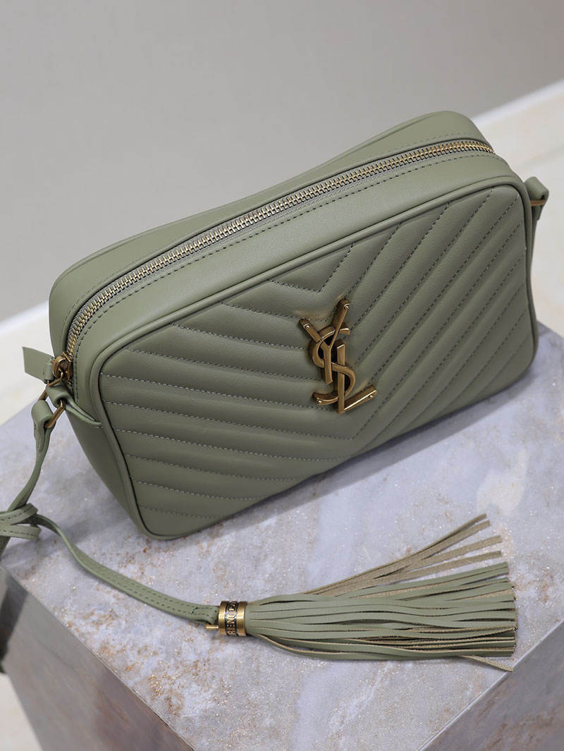 N品 YSL サンローラン ルー カメラバッグ(レザー/キルティング)ダークグリーン 761554DV7073045 カーフスキンレザー ゴールド金具 激安優良店 - 画像 (6)