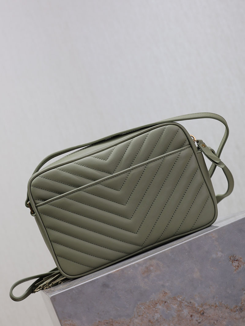 N品 YSL サンローラン ルー カメラバッグ(レザー/キルティング)ダークグリーン 761554DV7073045 カーフスキンレザー ゴールド金具 激安優良店 - 画像 (4)