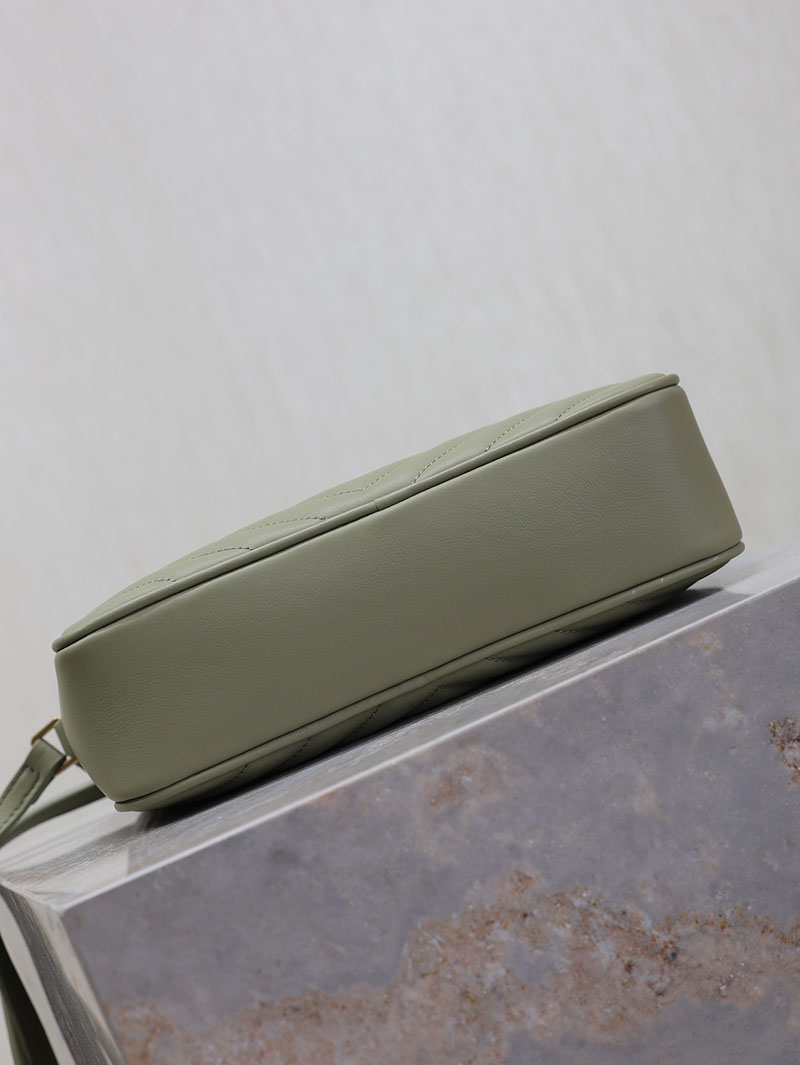 N品 YSL サンローラン ルー カメラバッグ(レザー/キルティング)ダークグリーン 761554DV7073045 カーフスキンレザー ゴールド金具 激安優良店 - 画像 (2)