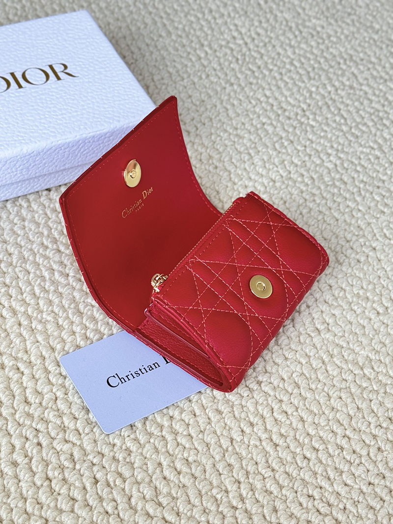 N品 DIOR ディオール財布コピー Dior Caro Glycine ウォレット S5132UWHC_M63R レッド ゴールド金具 激安優良店 - 画像 (5)