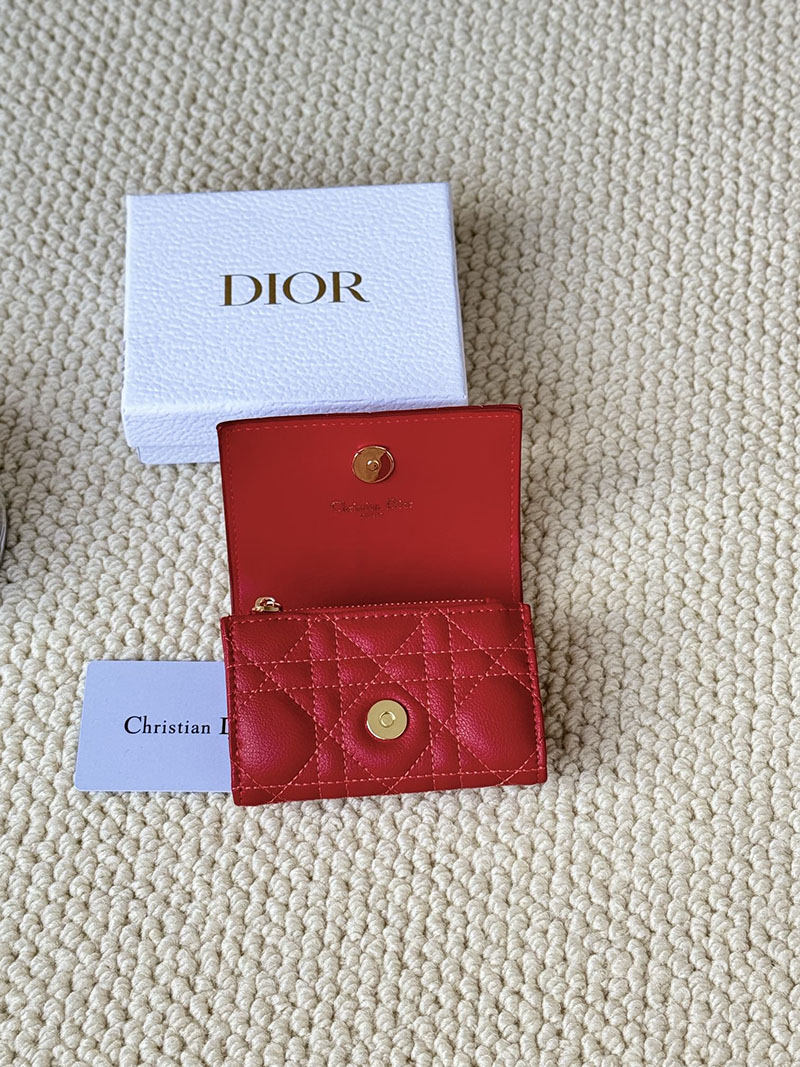 N品 DIOR ディオール財布コピー Dior Caro Glycine ウォレット S5132UWHC_M63R レッド ゴールド金具 激安優良店 - 画像 (4)