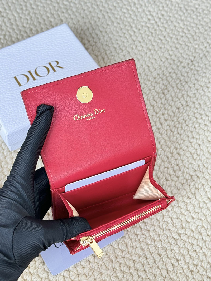 N品 DIOR ディオール財布コピー Dior Caro Glycine ウォレット S5132UWHC_M63R レッド ゴールド金具 激安優良店 - 画像 (3)