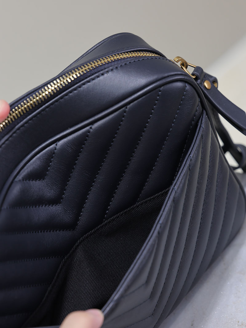 N品 YSL サンローラン ルー カメラバッグ(レザー/キルティング)ディープマリン 761554DV7074147 カーフスキンレザー ゴールド金具 激安優良店 - 画像 (3)