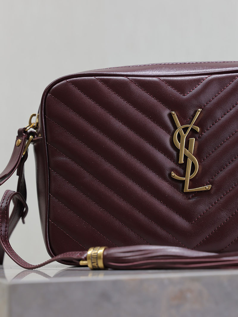 N品 YSL サンローラン ルー カメラバッグ(レザー/キルティング)ボルドー 761554DV7076475 カーフスキンレザー ゴールド金具 激安優良店 - 画像 (8)