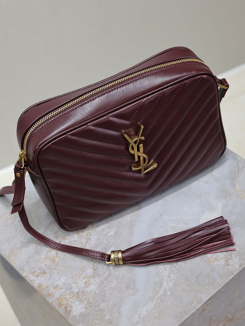 N品 YSL サンローラン ルー カメラバッグ(レザー/キルティング)ボルドー 761554DV7076475 カーフスキンレザー ゴールド金具 激安優良店 - 画像 (6)