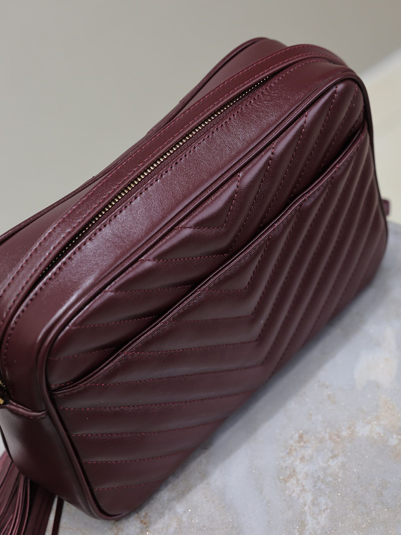 N品 YSL サンローラン ルー カメラバッグ(レザー/キルティング)ボルドー 761554DV7076475 カーフスキンレザー ゴールド金具 激安優良店 - 画像 (3)