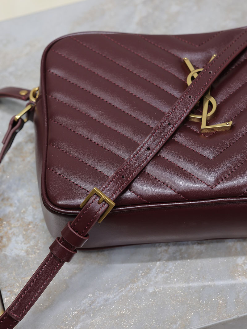 N品 YSL サンローラン ルー カメラバッグ(レザー/キルティング)ボルドー 761554DV7076475 カーフスキンレザー ゴールド金具 激安優良店 - 画像 (2)
