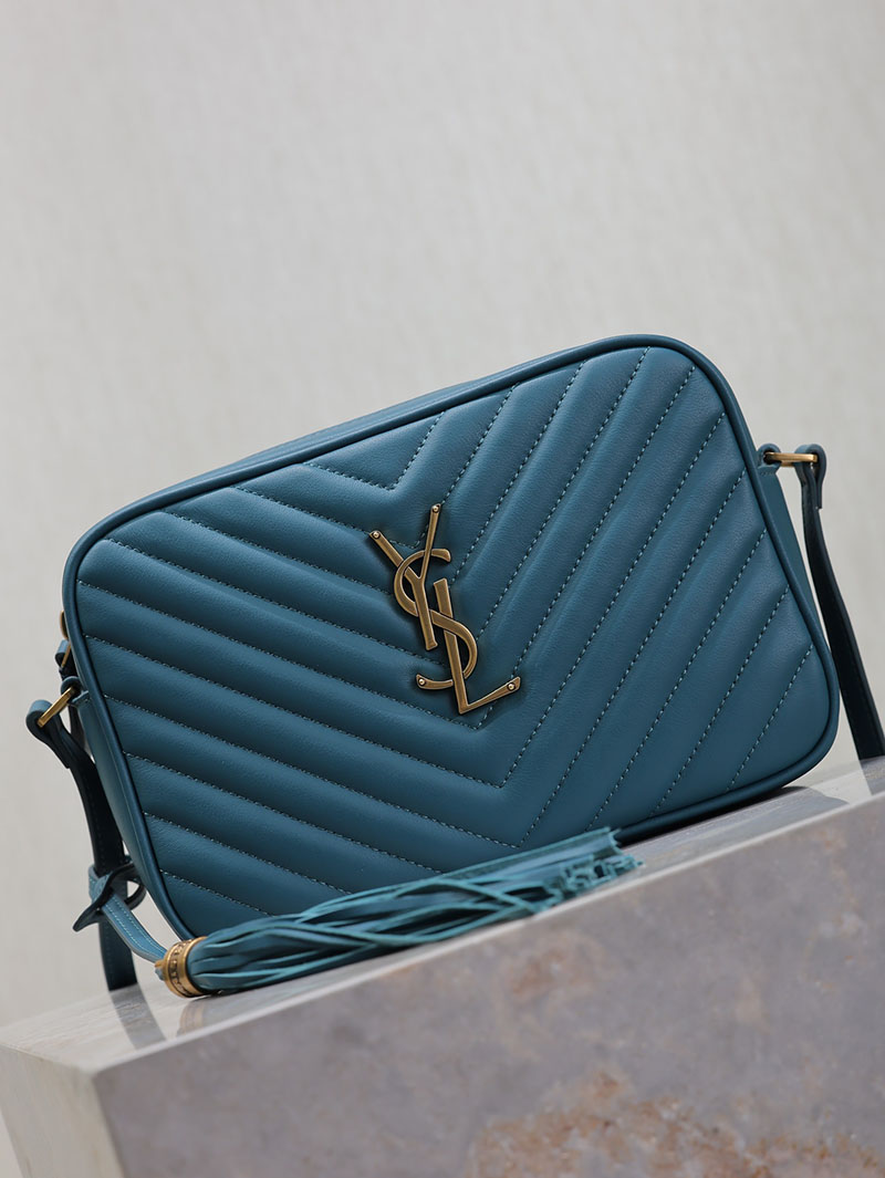 N品 YSL サンローラン ルー カメラバッグ(レザー/キルティング)ライトブルー 761554DV7070715 カーフスキンレザー ゴールド金具 激安優良店 - 画像 (9)
