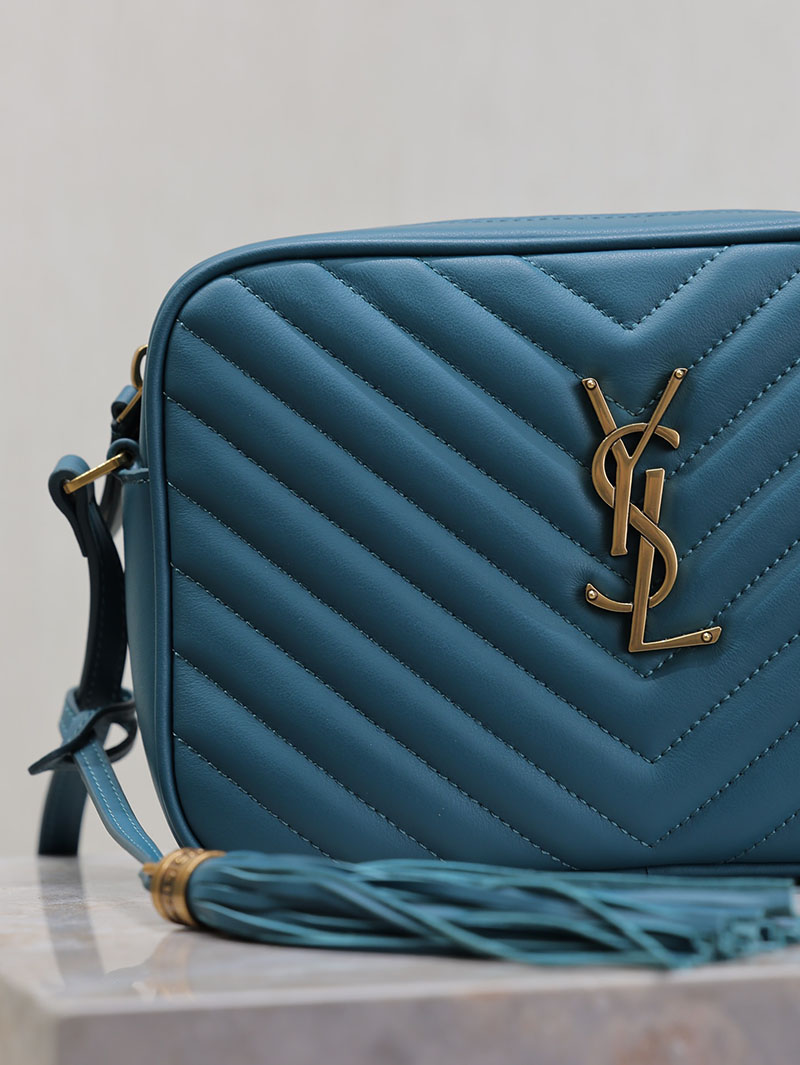 N品 YSL サンローラン ルー カメラバッグ(レザー/キルティング)ライトブルー 761554DV7070715 カーフスキンレザー ゴールド金具 激安優良店 - 画像 (8)