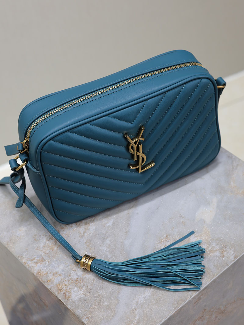 N品 YSL サンローラン ルー カメラバッグ(レザー/キルティング)ライトブルー 761554DV7070715 カーフスキンレザー ゴールド金具 激安優良店 - 画像 (6)