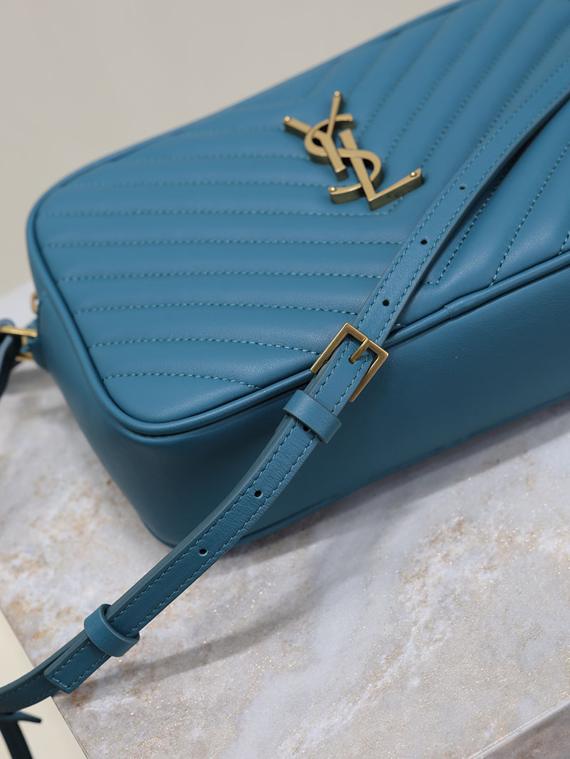 N品 YSL サンローラン ルー カメラバッグ(レザー/キルティング)ライトブルー 761554DV7070715 カーフスキンレザー ゴールド金具 激安優良店 - 画像 (2)