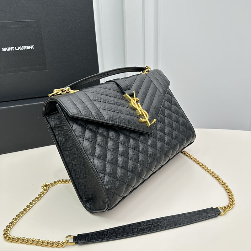 N品 YSL サンローラン エンヴェロップ ミディアム ブラック 600185BOW911000 カーフスキンレザー ゴールド金具 激安優良店 - 画像 (9)