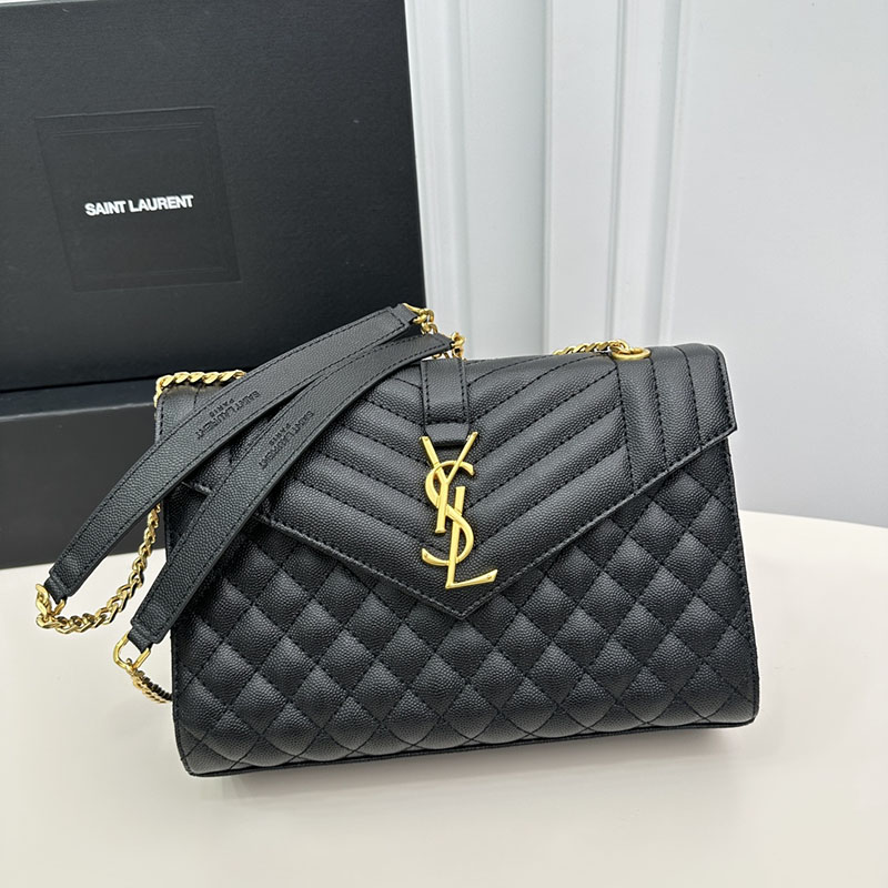 N品 YSL サンローラン エンヴェロップ ミディアム ブラック 600185BOW911000 カーフスキンレザー ゴールド金具 激安優良店 - 画像 (7)