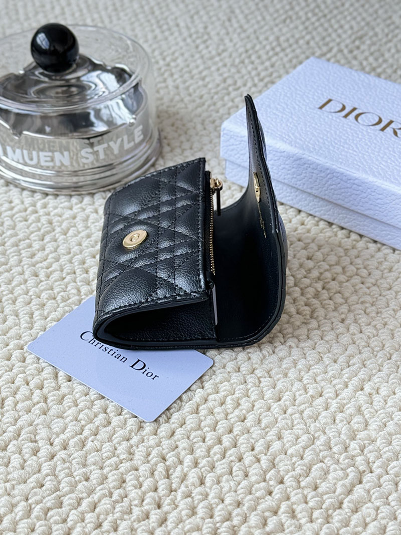 N品 DIOR ディオール財布コピー Dior Caro Glycine ウォレット S5132UWHC_M900 黒 ブラック ゴールド金具 激安優良店 - 画像 (4)