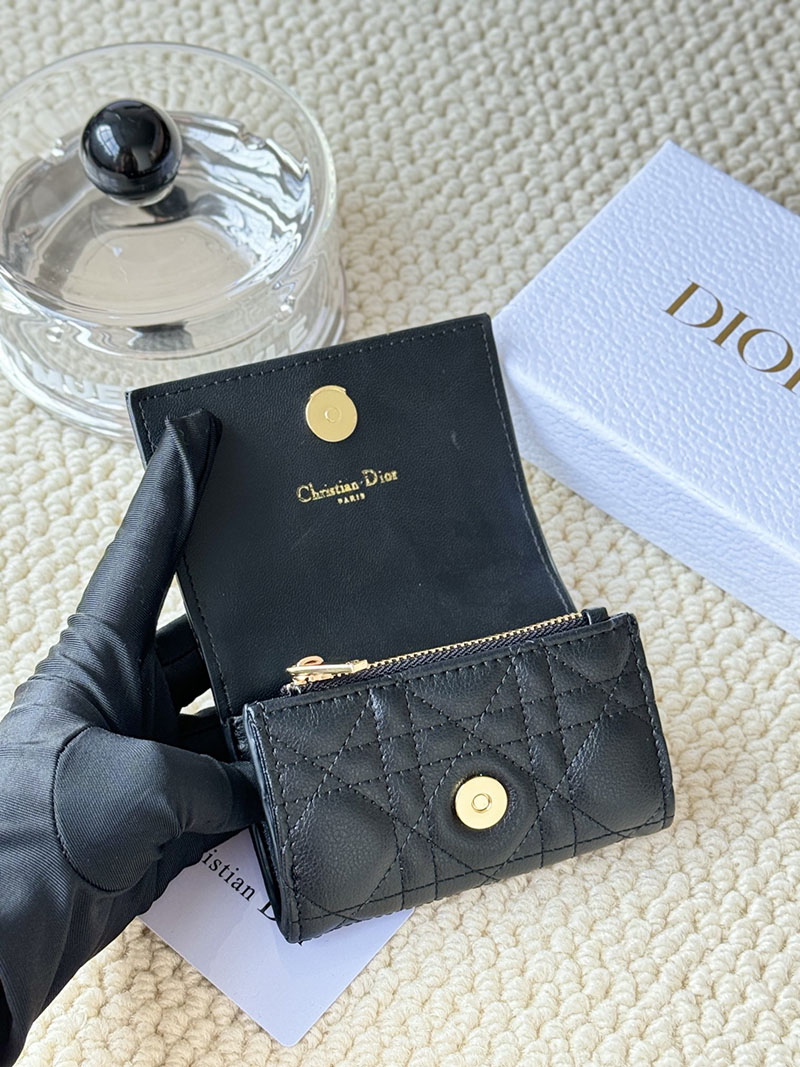 N品 DIOR ディオール財布コピー Dior Caro Glycine ウォレット S5132UWHC_M900 黒 ブラック ゴールド金具 激安優良店 - 画像 (3)