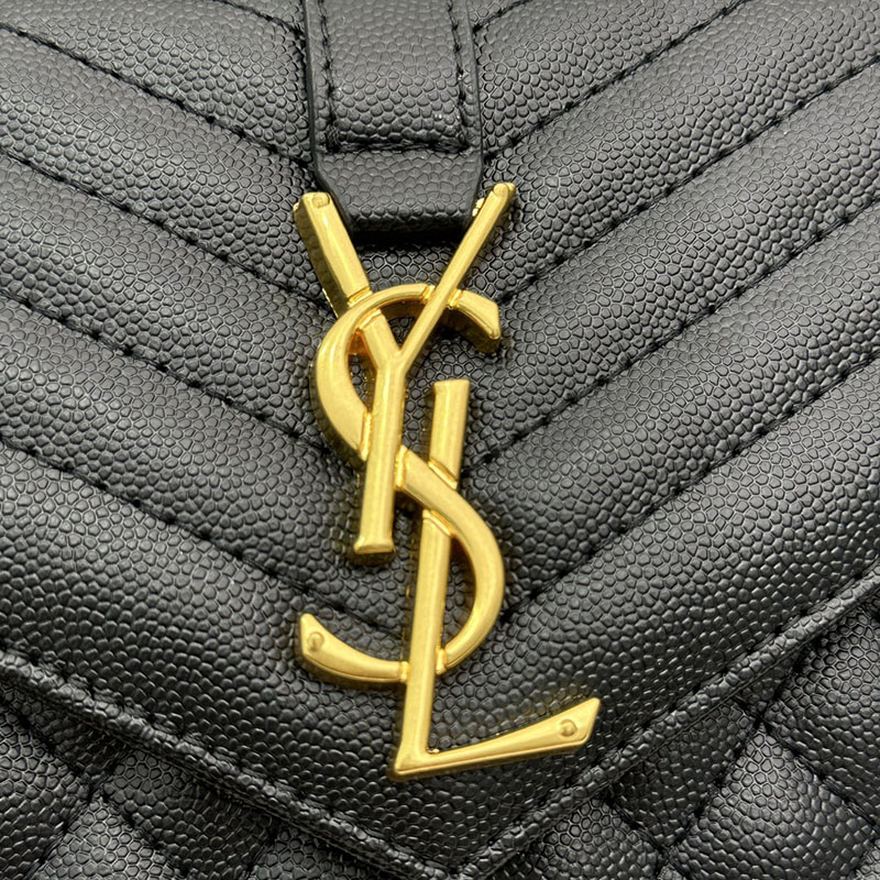 N品 YSL サンローラン エンヴェロップ ミディアム ブラック 600185BOW911000 カーフスキンレザー ゴールド金具 激安優良店 - 画像 (5)