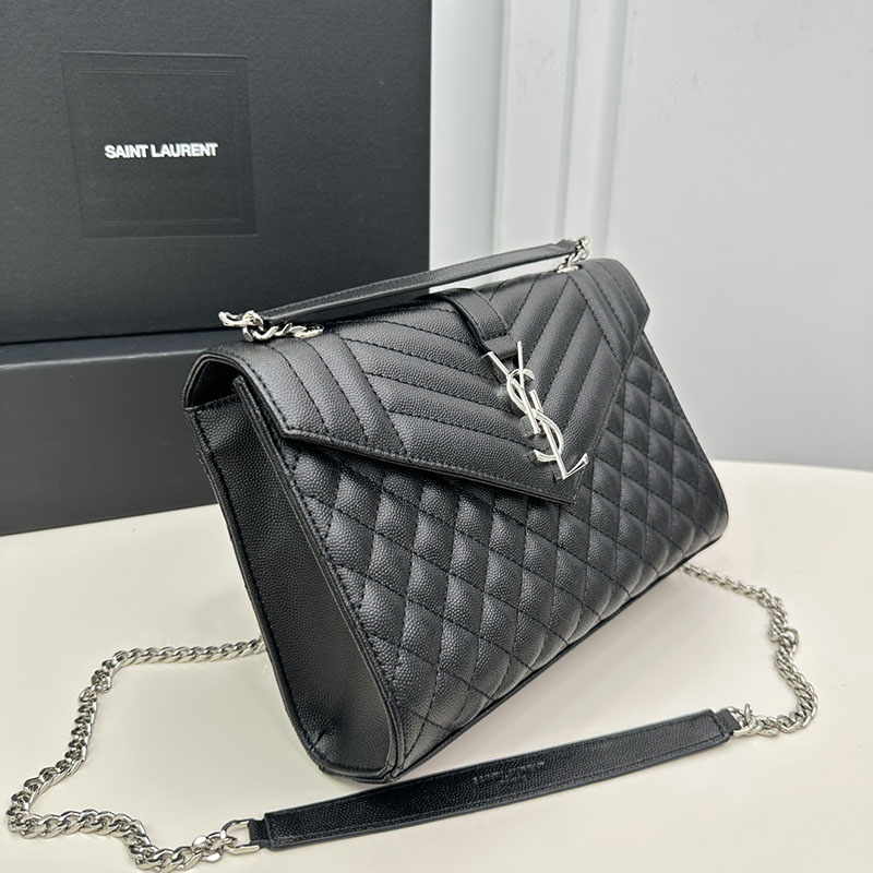 N品 YSL サンローラン エンヴェロップ ミディアム ブラック 600185BOW921000 カーフスキンレザー シルバー金具 激安優良店 - 画像 (9)