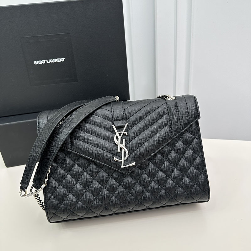 N品 YSL サンローラン エンヴェロップ ミディアム ブラック 600185BOW921000 カーフスキンレザー シルバー金具 激安優良店 - 画像 (7)
