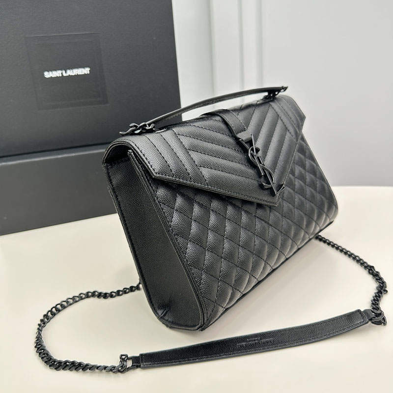N品 YSL サンローラン エンヴェロップ ミディアム ブラック 600185BOW981000 カーフスキンレザー ブラック金具 激安優良店 - 画像 (9)