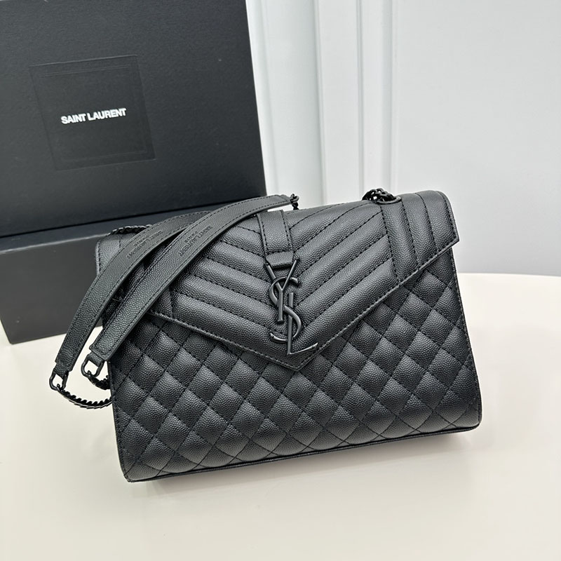 N品 YSL サンローラン エンヴェロップ ミディアム ブラック 600185BOW981000 カーフスキンレザー ブラック金具 激安優良店 - 画像 (7)