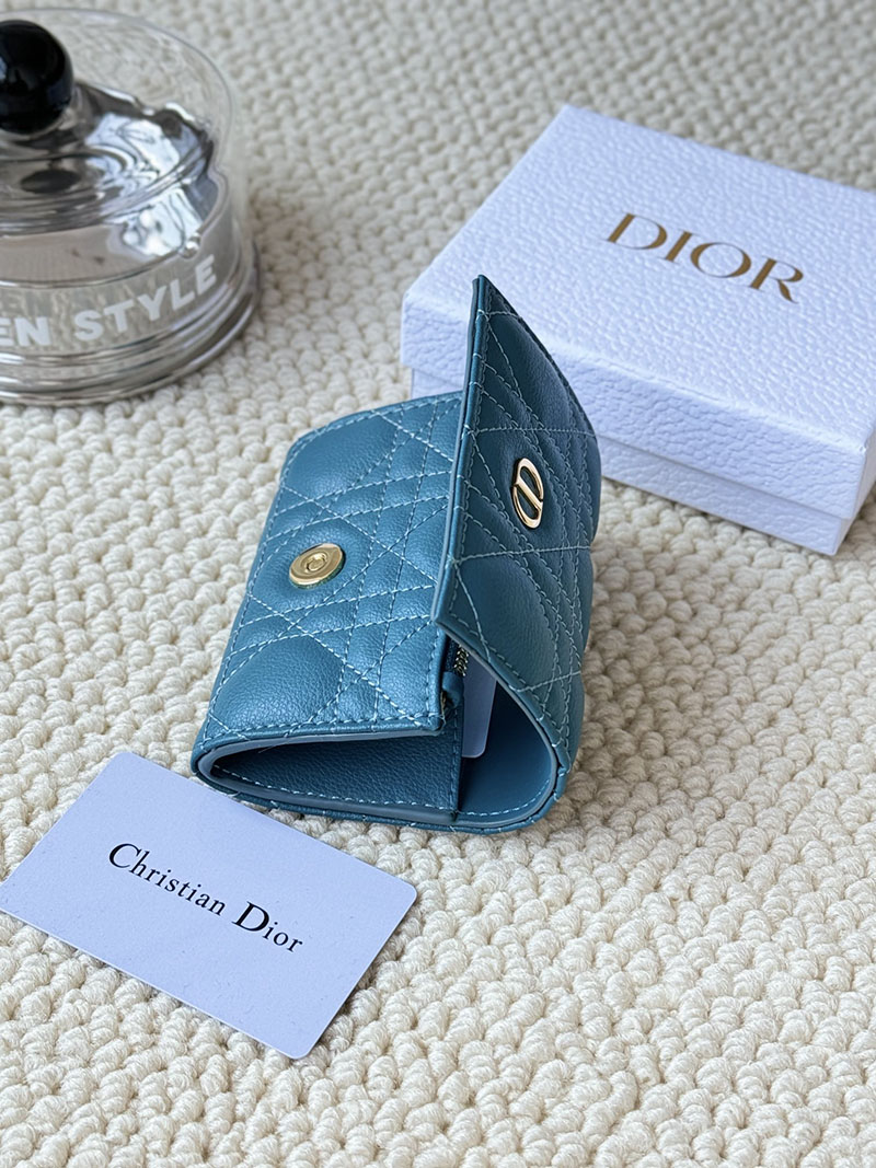 N品 DIOR ディオール財布コピー Dior Caro Glycine ウォレット S5132UWHC_M23B ブルー ゴールド金具 激安優良店 - 画像 (4)