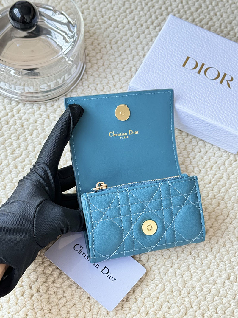N品 DIOR ディオール財布コピー Dior Caro Glycine ウォレット S5132UWHC_M23B ブルー ゴールド金具 激安優良店 - 画像 (3)