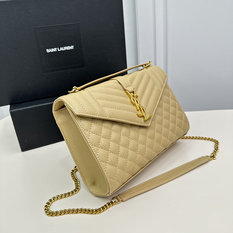 N品 YSL サンローラン エンヴェロップ ミディアム BEIGE 600185BOW919748 カーフスキンレザー ゴールド金具 激安優良店 - 画像 (8)