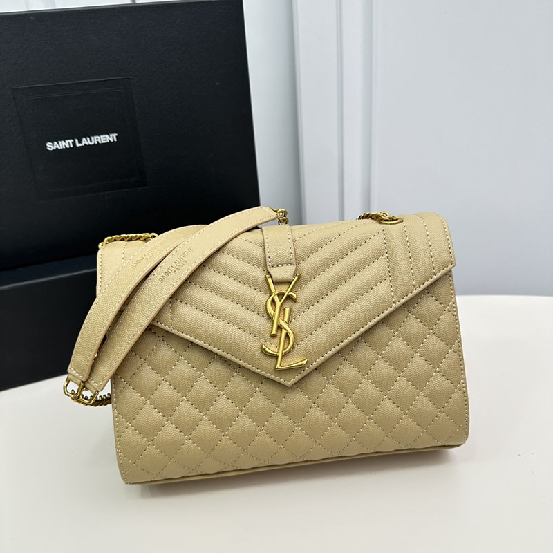 N品 YSL サンローラン エンヴェロップ ミディアム BEIGE 600185BOW919748 カーフスキンレザー ゴールド金具 激安優良店 - 画像 (6)