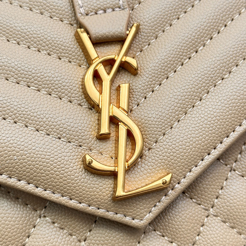 N品 YSL サンローラン エンヴェロップ ミディアム BEIGE 600185BOW919748 カーフスキンレザー ゴールド金具 激安優良店 - 画像 (5)