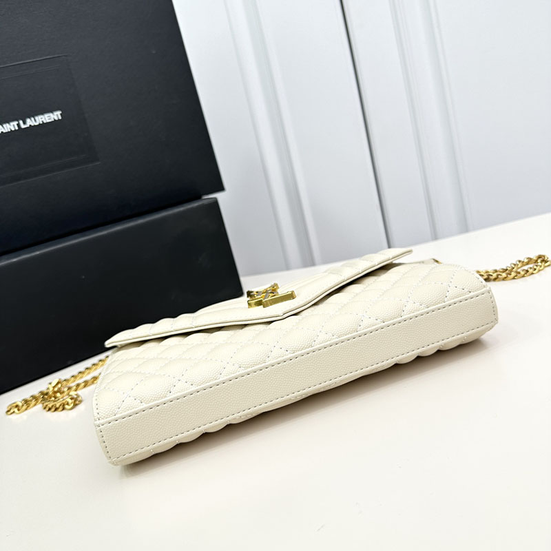 N品 YSL サンローラン 人気バッグ エンヴェロップ スモール オフホワイト 600195BOW919207 カーフスキンレザー ゴールド金具 激安優良店 - 画像 (7)